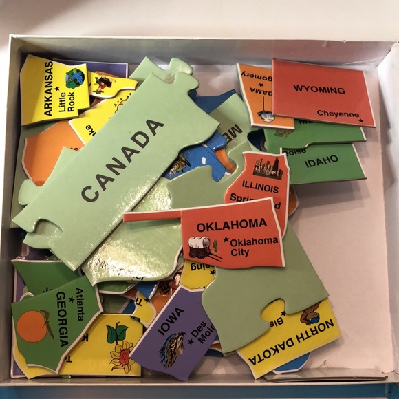 Jumbo Kid’s Puzzle of the United States Flood Puzzle 55 State Shaped Pieces - Picture 3 of 4